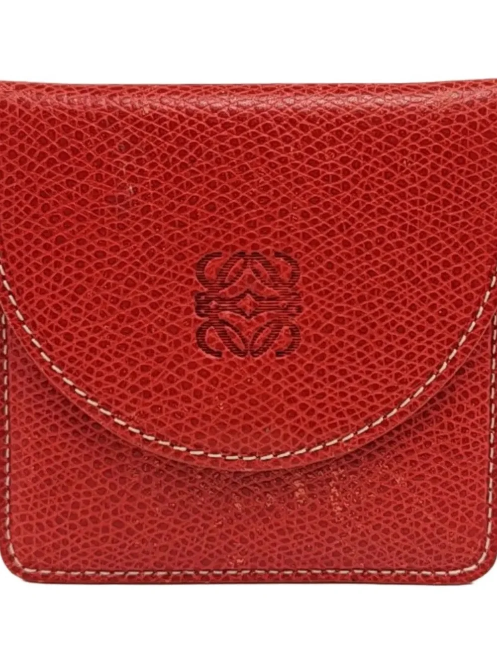 Loewe Red Textured Leather Compact Wallet